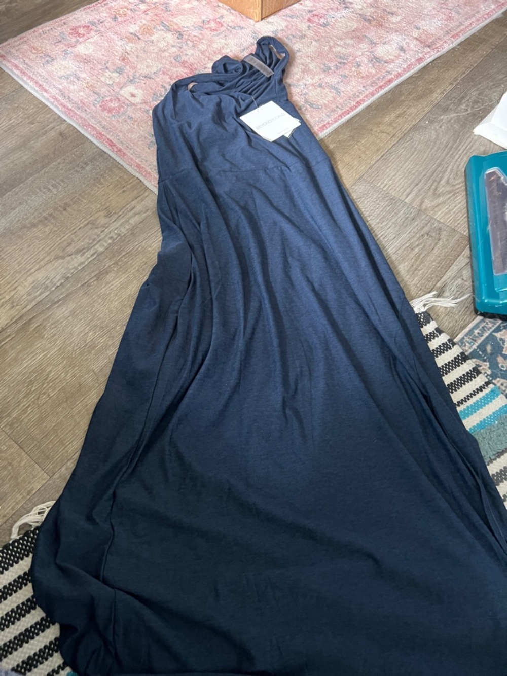 Nwt Beyond Yoga Tank Dress Womens Small Blue Square Neck Midi Athleisure Summer - Picture 14 of 14
